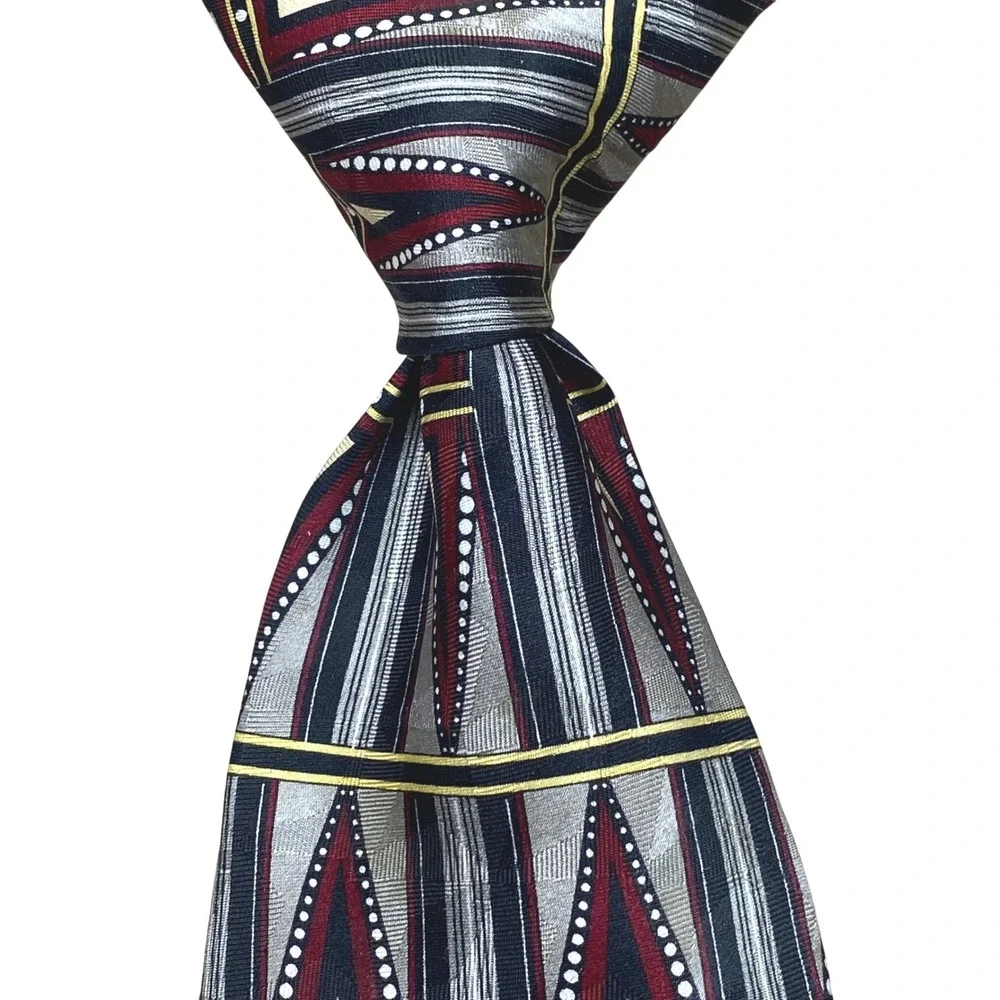 Peter Thomas by Superba Silk Tie Mens Geometric Abstract Red Black Xtra Long 64